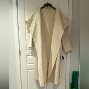 100% Wool Cream Belted Long Coat